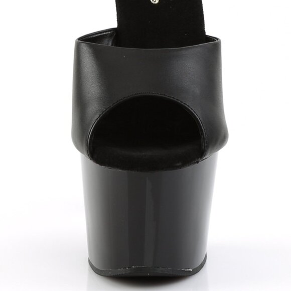 Black Ultra Platform High Heel Slides | Sexy Open Toe Mules for Women - Picture 2 of 5